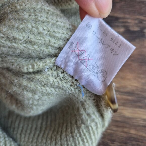 Vintage Lautreamont Made in Japan 100% Wool Cardigan V-Neck Button Pocket Green - Picture 10 of 16